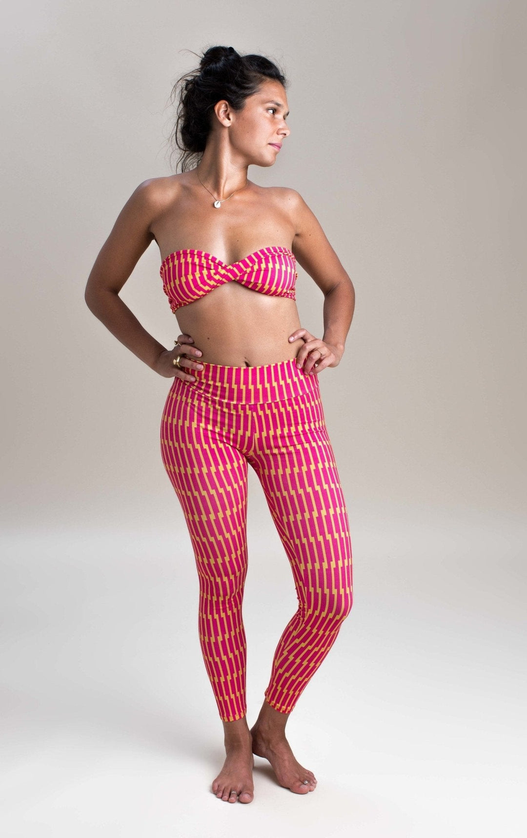 Mamani organic high waist leggings Pink/Yellow - PUKA WEAR