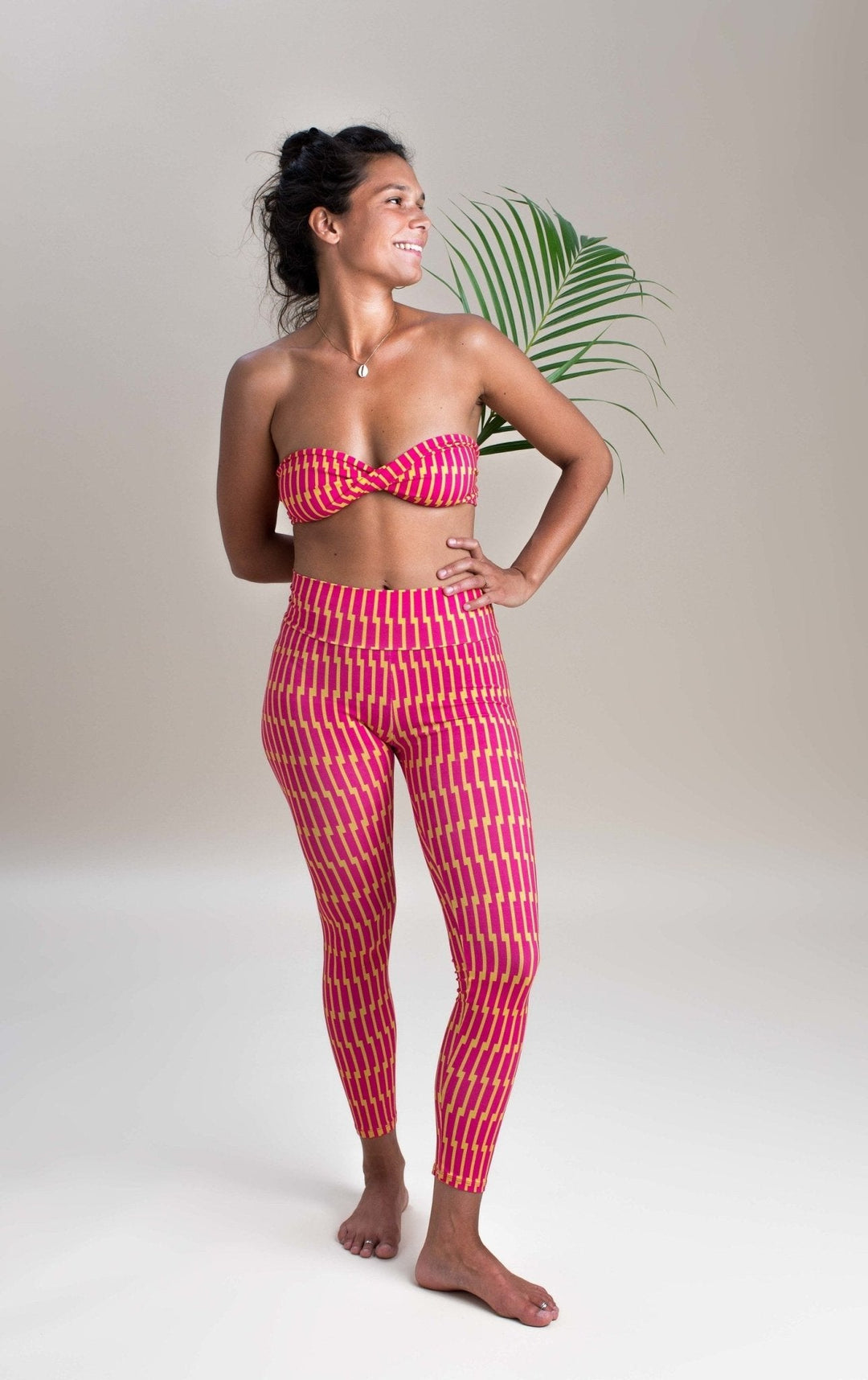 Mamani organic high waist leggings Pink/Yellow - PUKA WEAR