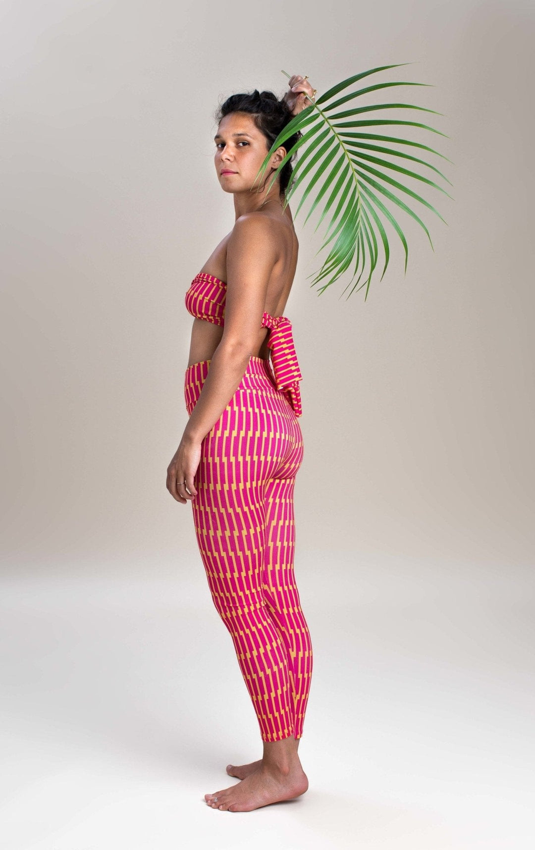 Mamani organic high waist leggings Pink/Yellow - PUKA WEAR