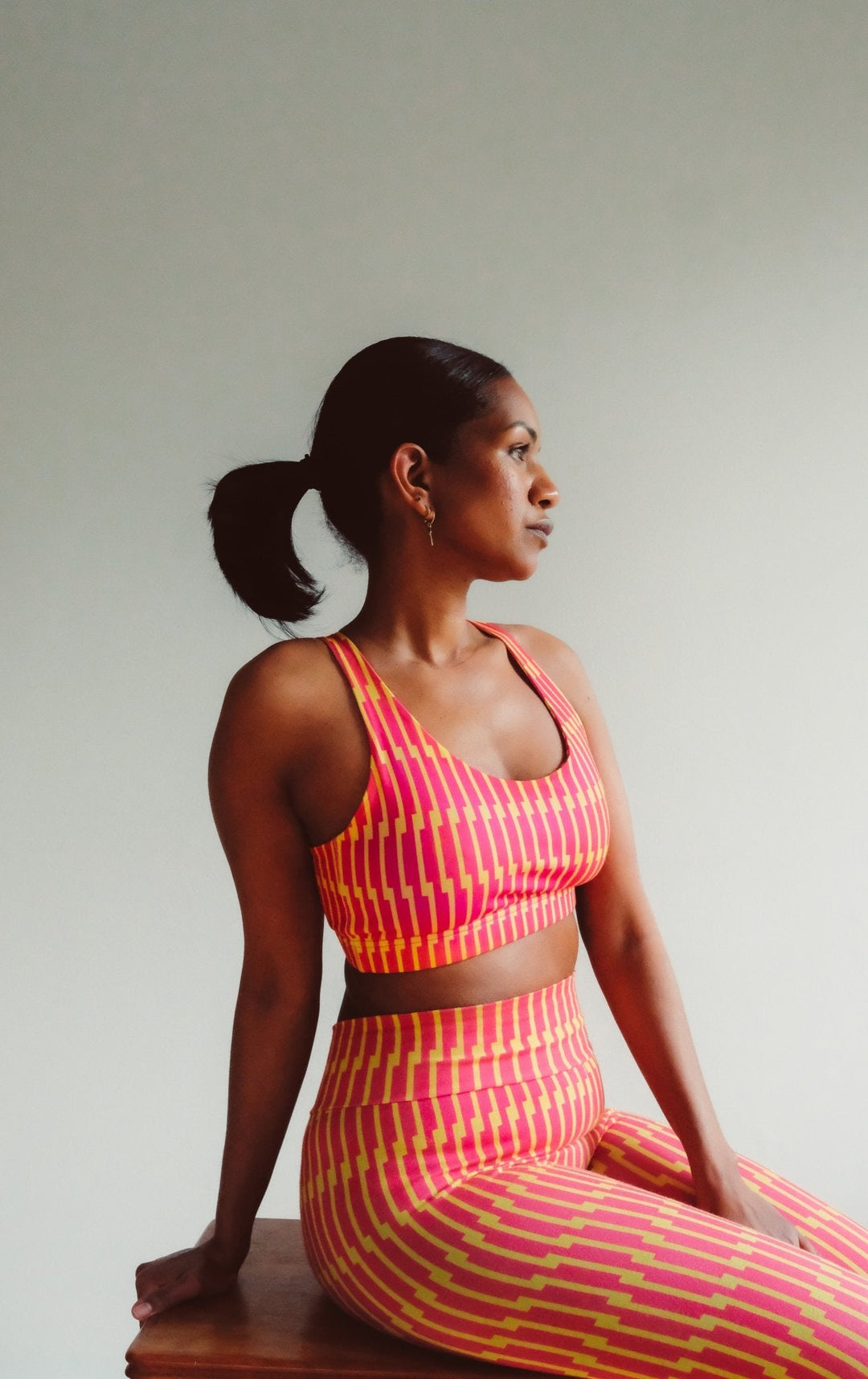 Mamani organic sports bra Pink/Yellow - PUKA WEAR