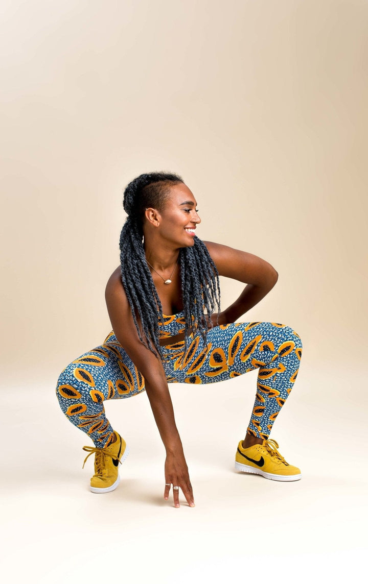 Papaya organic high waist leggings Blue/Orange - PUKA WEAR