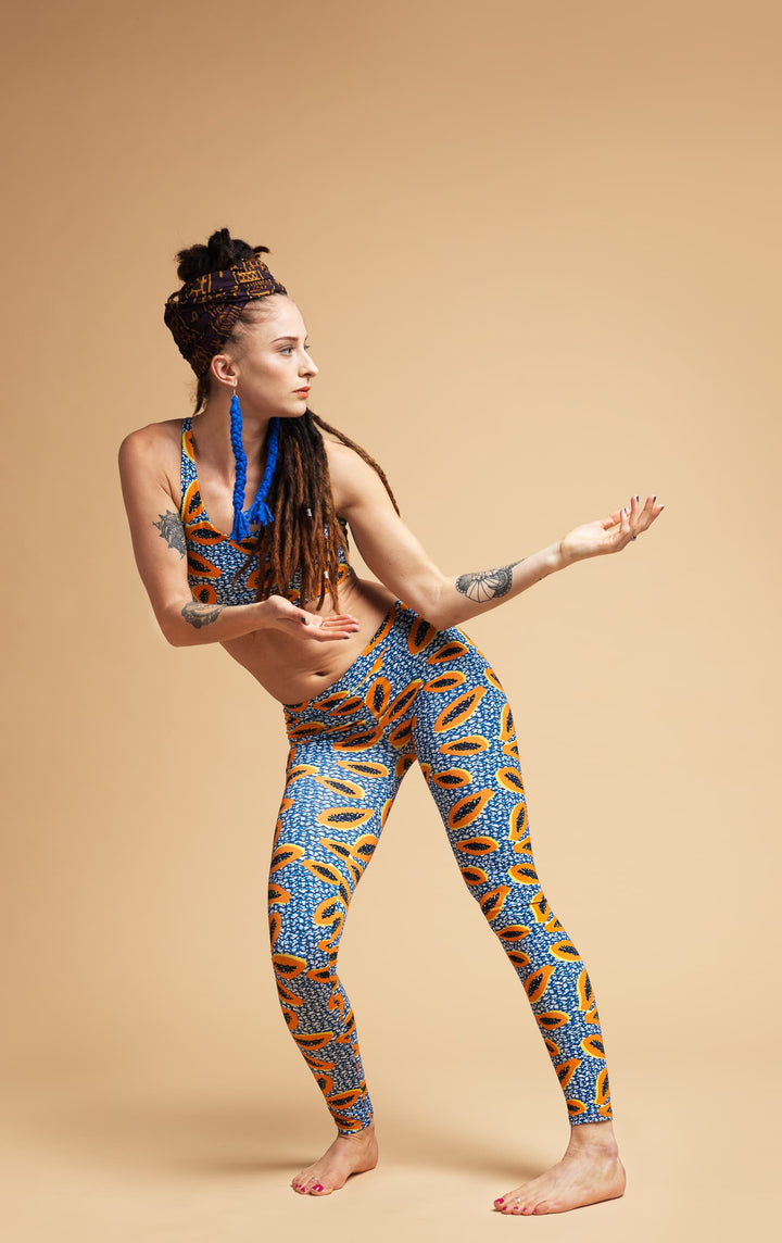 Papaya organic low waist leggings Blue/Orange - SALE - PUKA WEAR