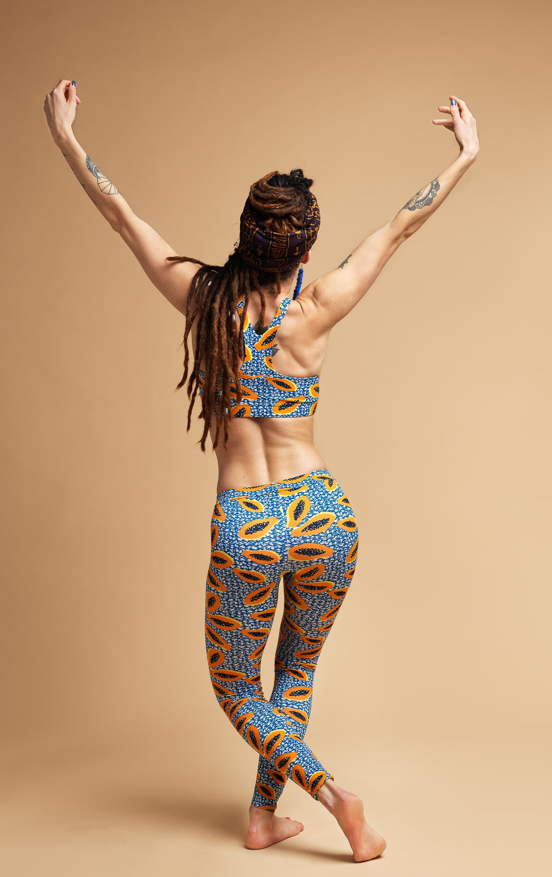 Papaya organic low waist leggings Blue/Orange - SALE - PUKA WEAR