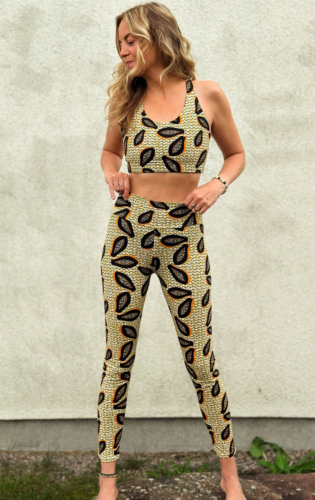 Papaya Terra organic high waist leggings Mustard/Black PREORDER - PUKA WEAR