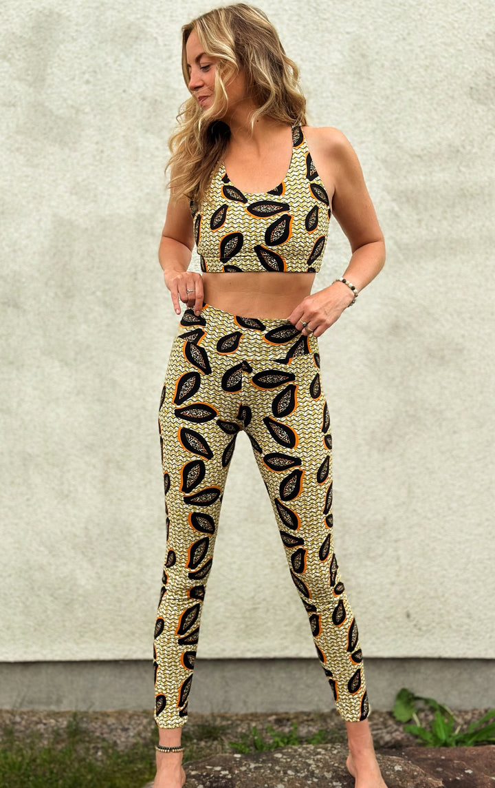 Papaya Terra organic high waist leggings Mustard/Black PREORDER - PUKA WEAR