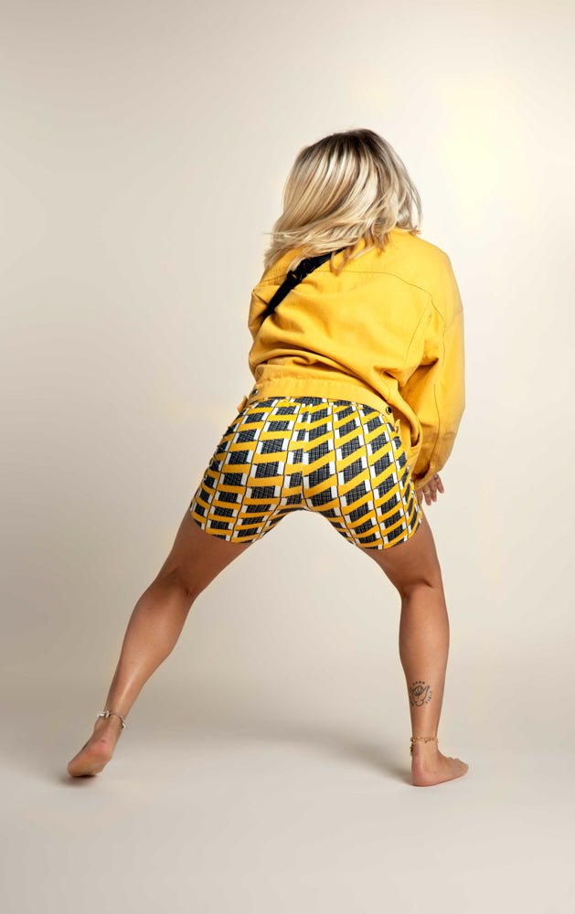 Sawa organic shorts Yellow/Black - PUKA WEAR