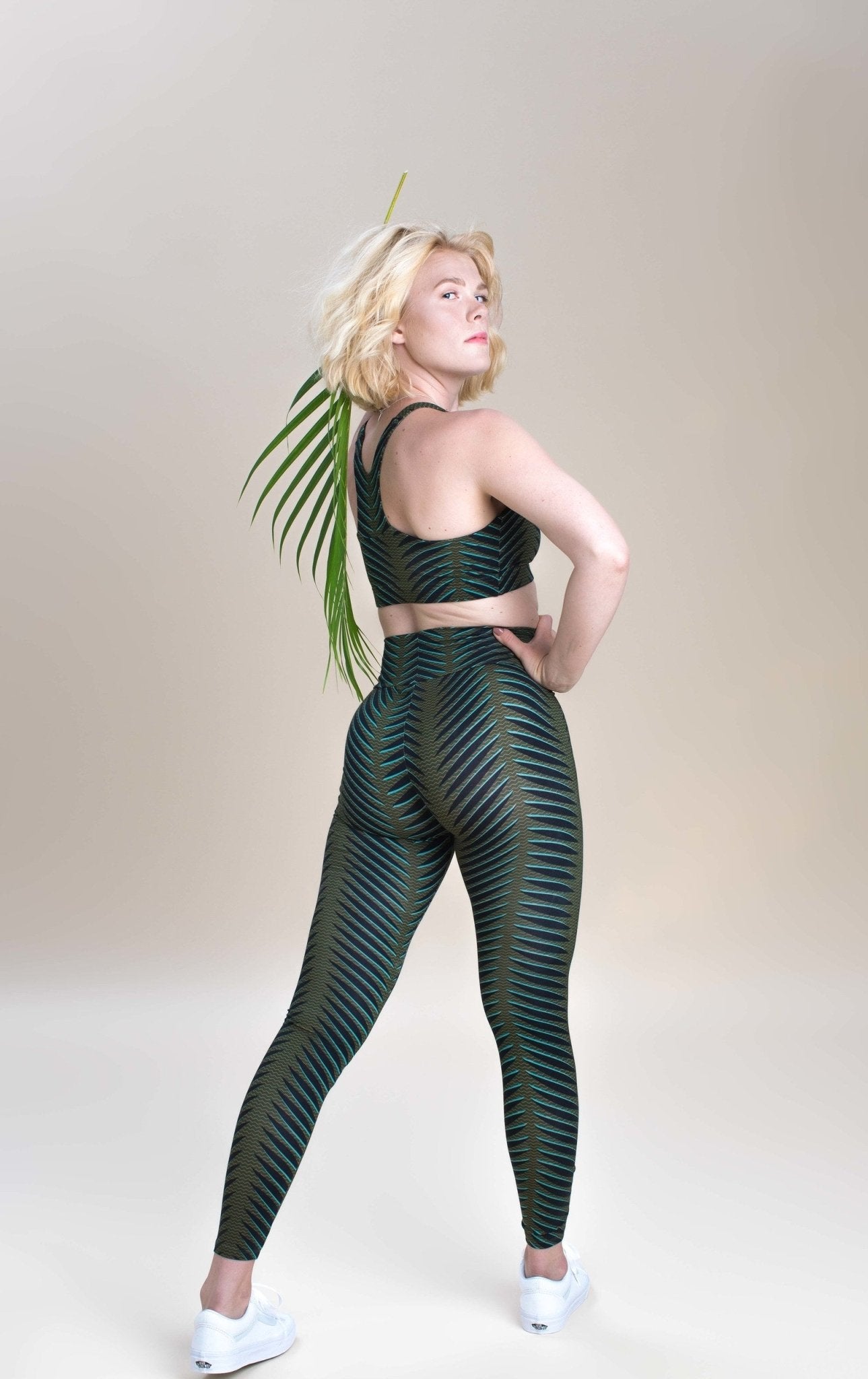 Zavala organic high waist leggings Green/Turquoise - PUKA WEAR